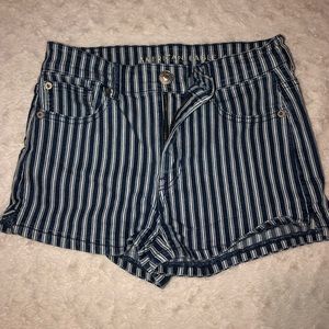 AMERICAN EAGLE Blue/White Stripes Denim Jean Shorts